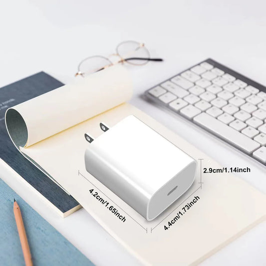 Cargador Rápido USB-C PD 30W + Cable C a C | Compatible con iPhone y Samsung