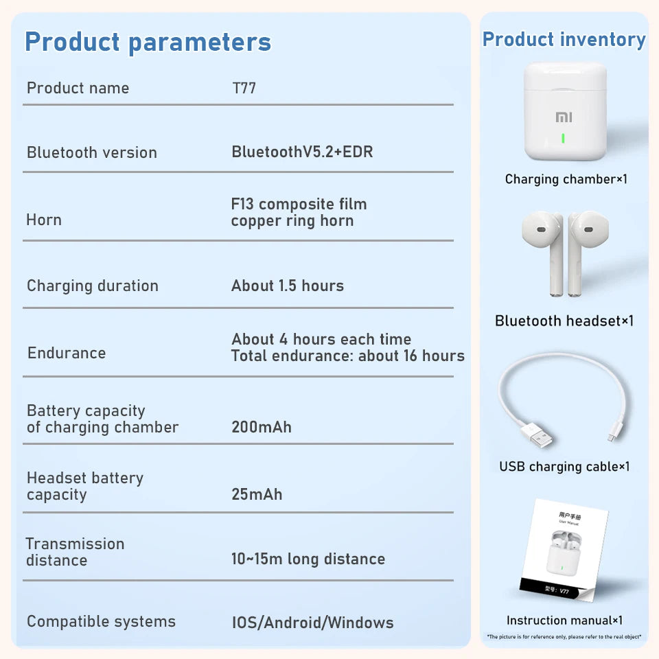 Auriculares Bluetooth Redmi V77 TWS | HiFi Estéreo, Gaming, Inalámbricos