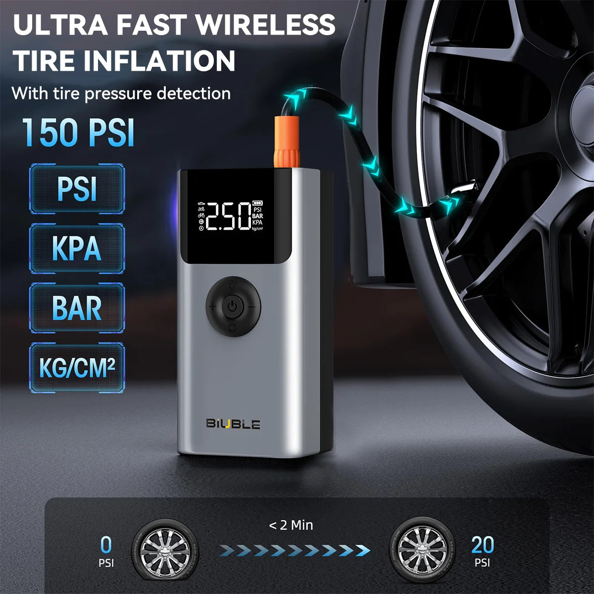 Compresor Portátil + Arrancador de Batería 4 en 1 (150 PSI / 20000 mAh)