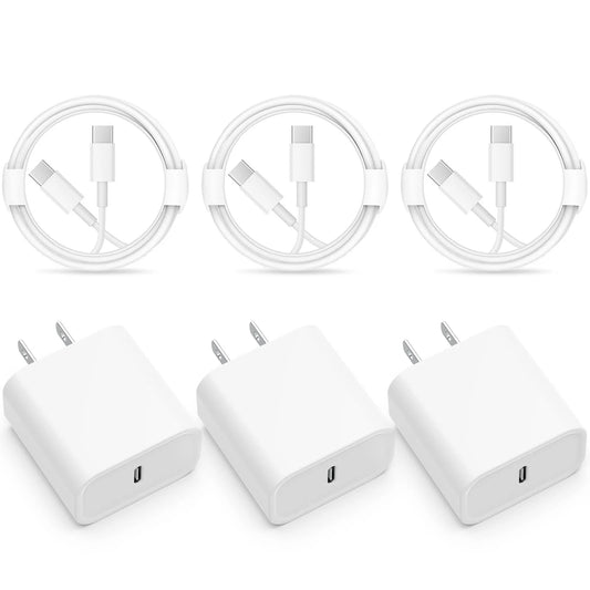 Cargador Rápido USB-C PD 30W + Cable C a C | Compatible con iPhone y Samsung